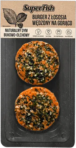 Burger z łososia wędzony na gorąco z czosnkiem